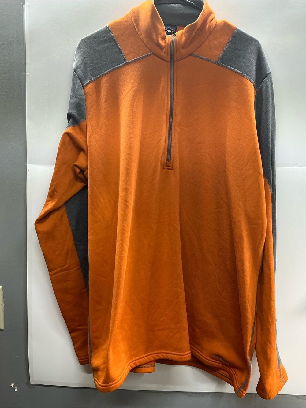 Patagonia Orange and Gray Half-Zip Fleece Pullover